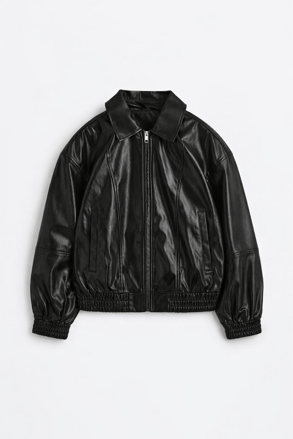Cropped leather jacket