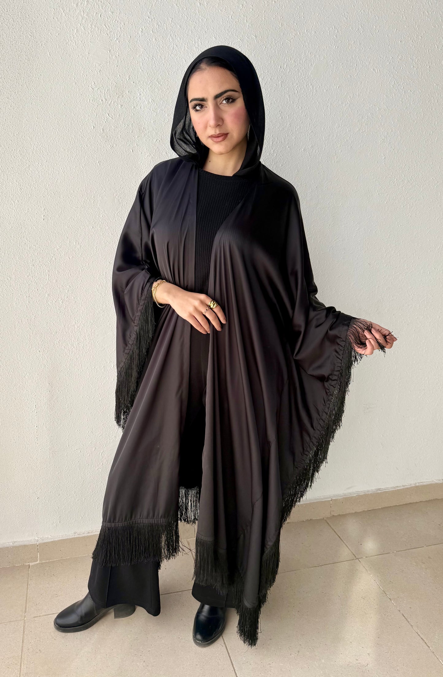 Satin cardigan with fringes