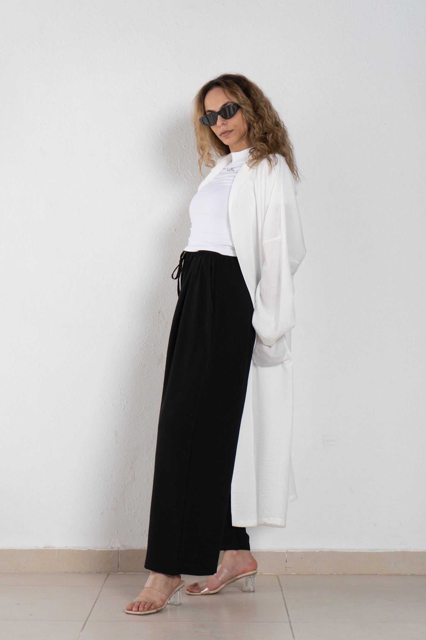Basic linen elastic pant