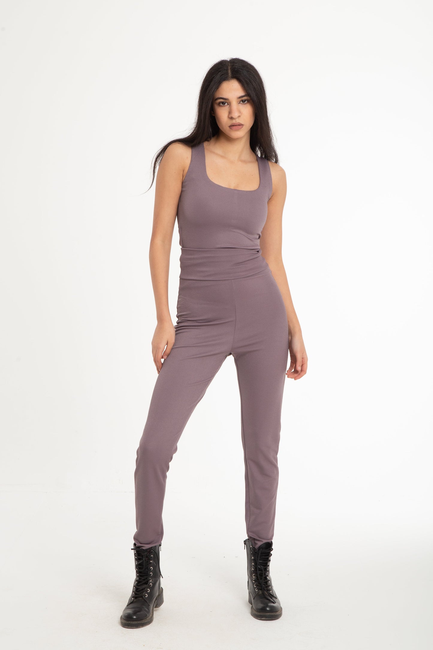 Bodysuit with square neck opening