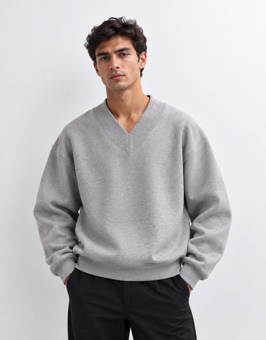 Boxy fit v neck sweatshirt