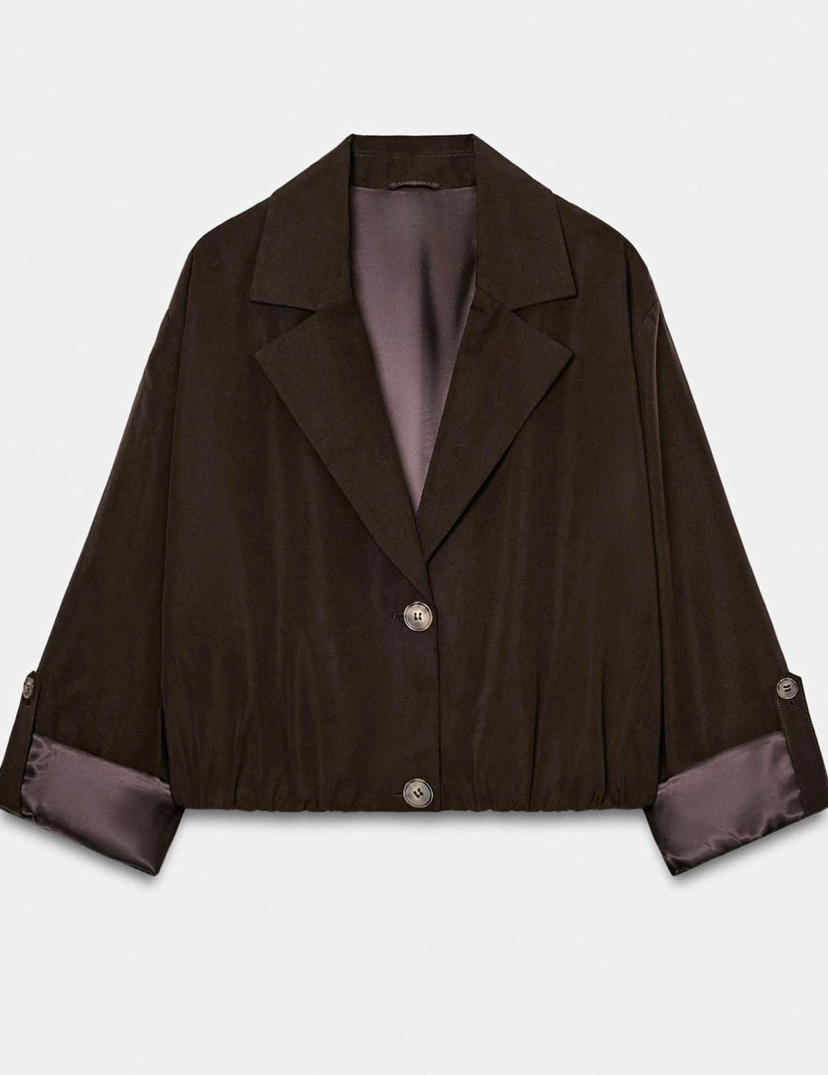 Linen jacket with elastic hemline