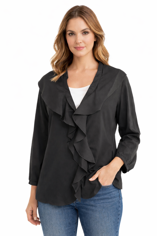 Ruffle v-neck blouse