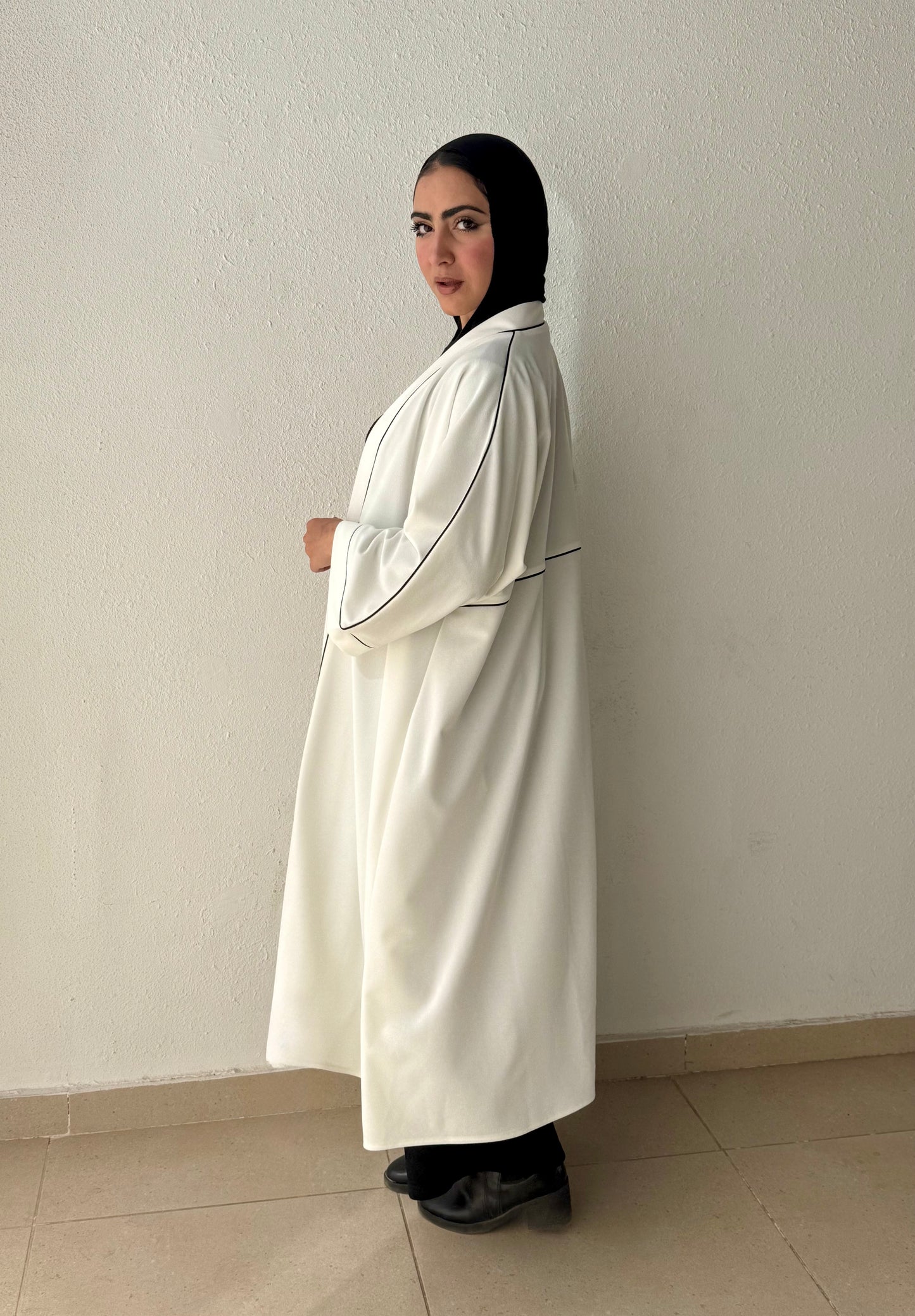 Long cardigan with decorative tape