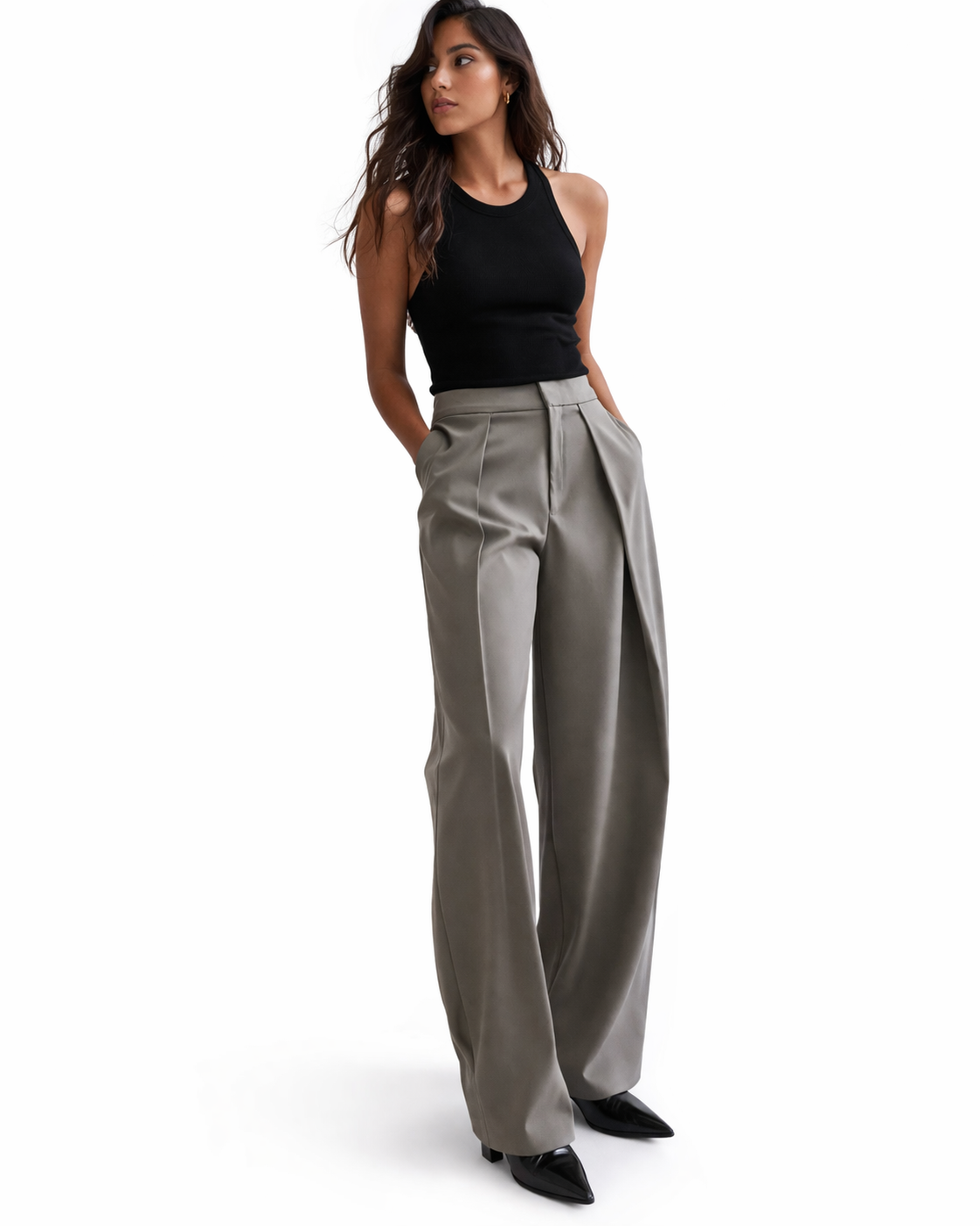 Balloon pants with front pleats