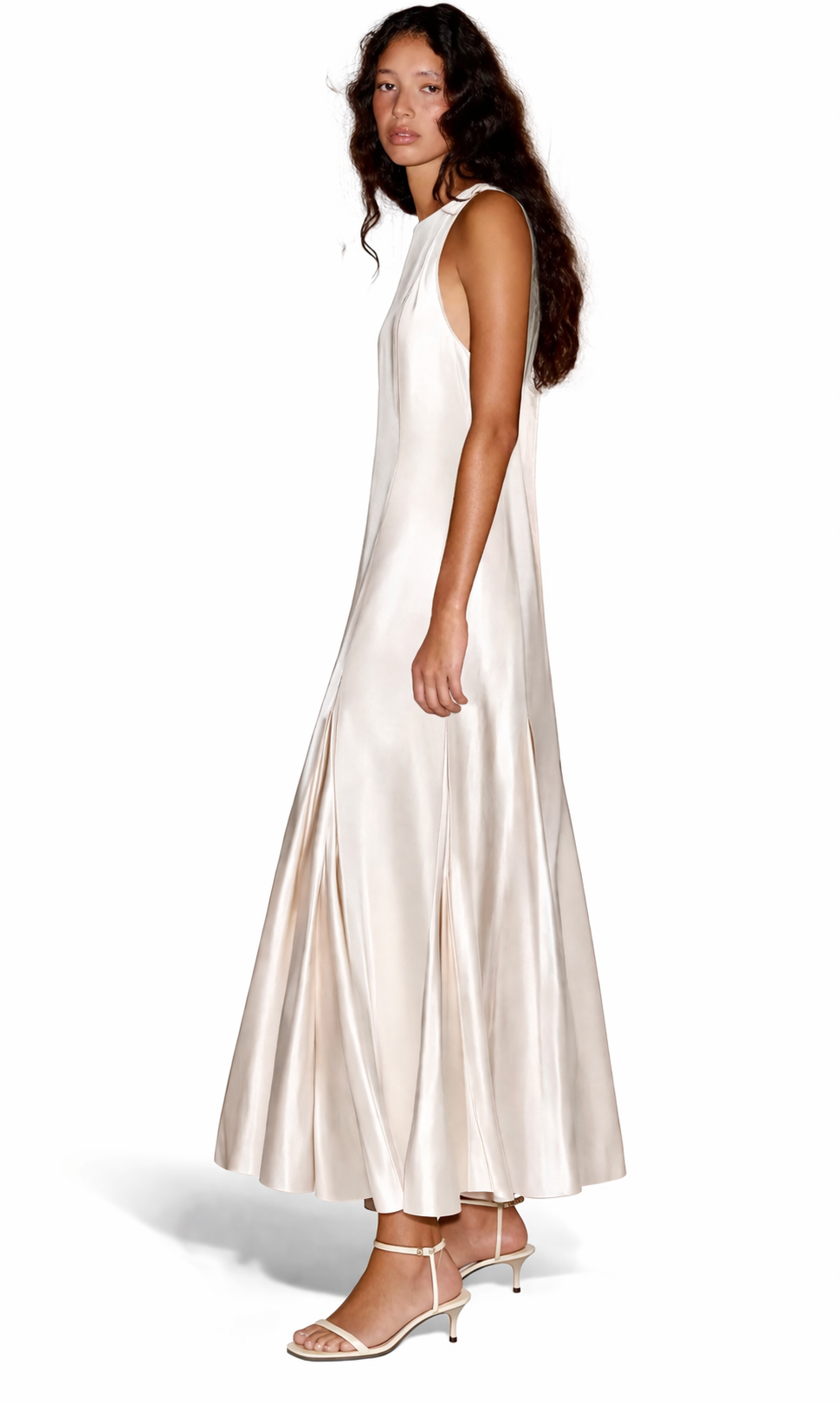 Satin dress with cuts