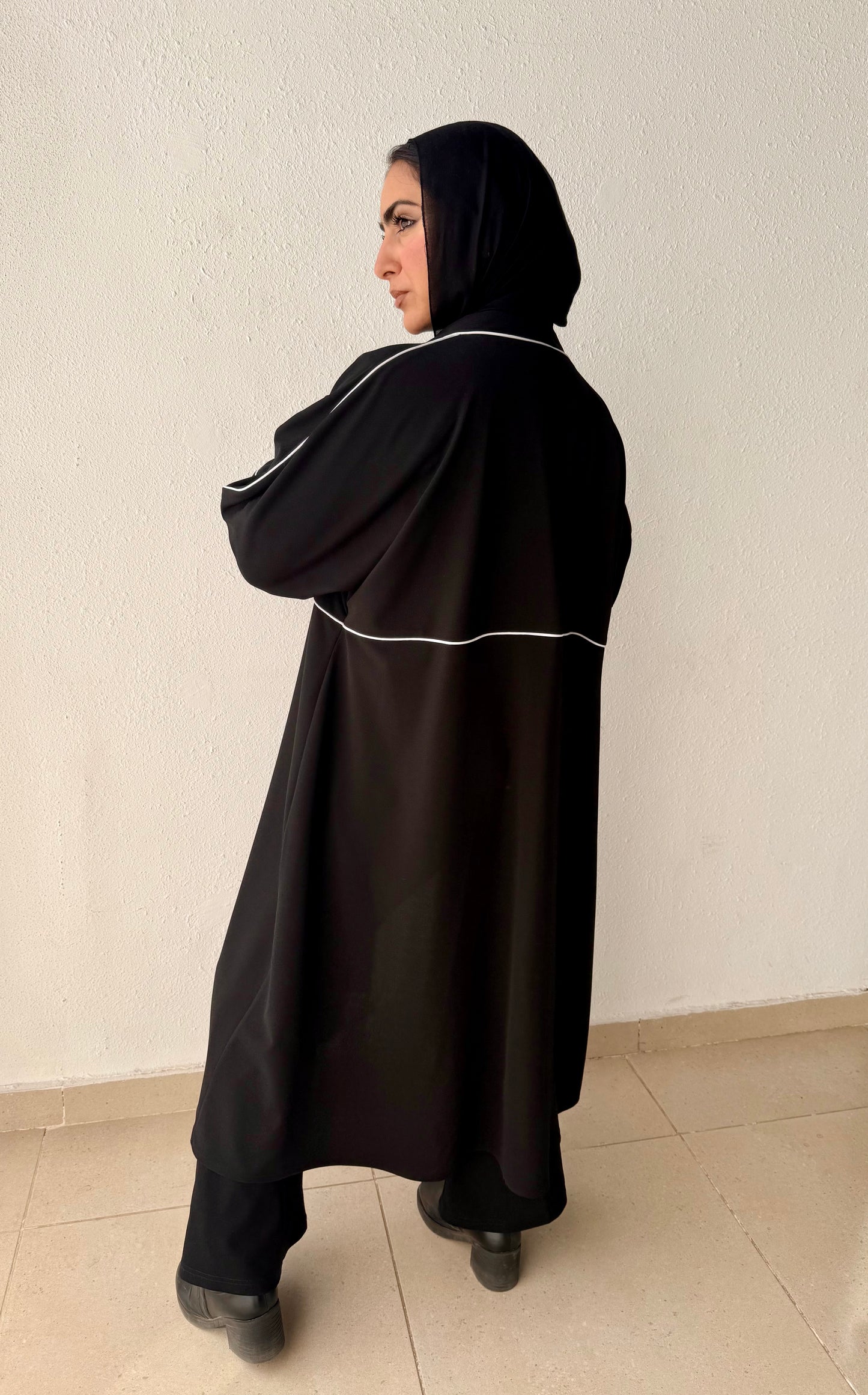 Long cardigan with decorative tape