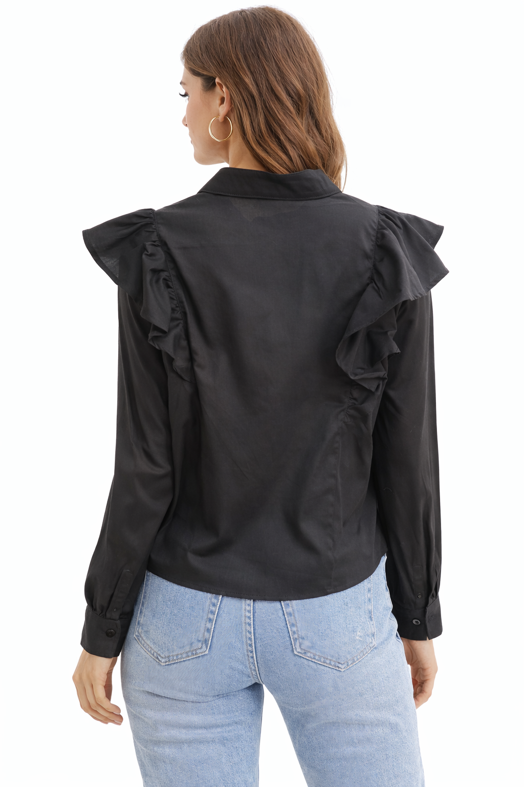 Shirt with shoulder ruffles
