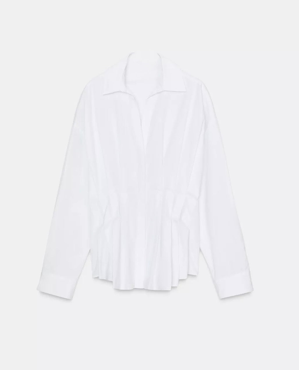 Poplin shirt with front pleats
