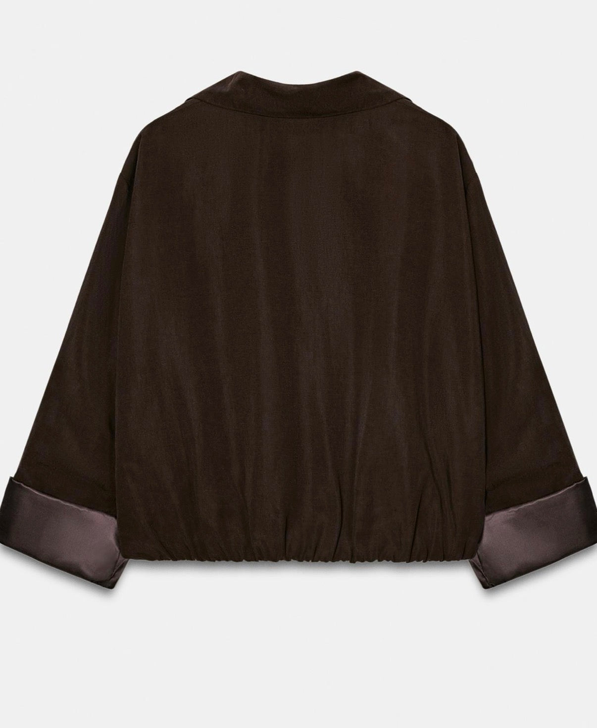Linen jacket with elastic hemline