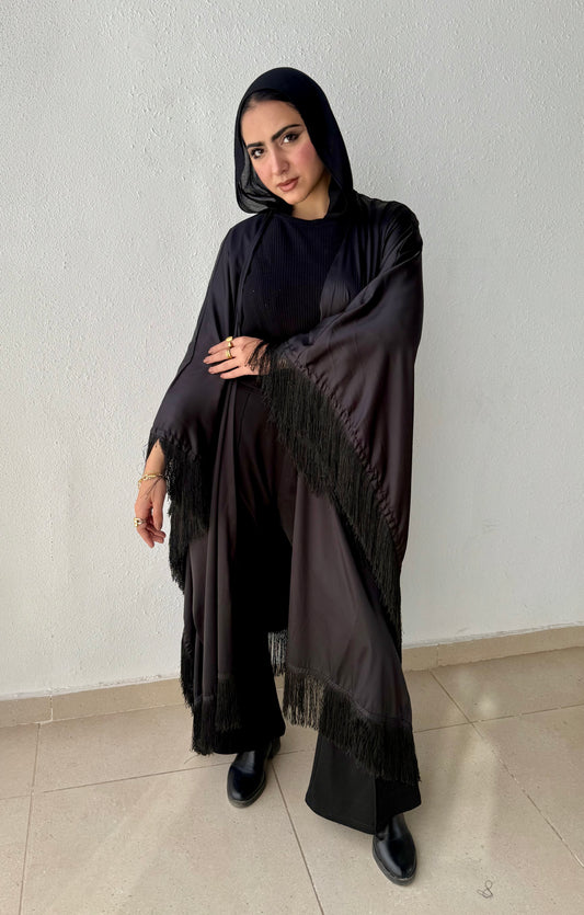 Satin cardigan with fringes