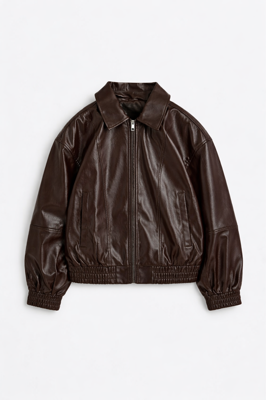 Cropped leather jacket