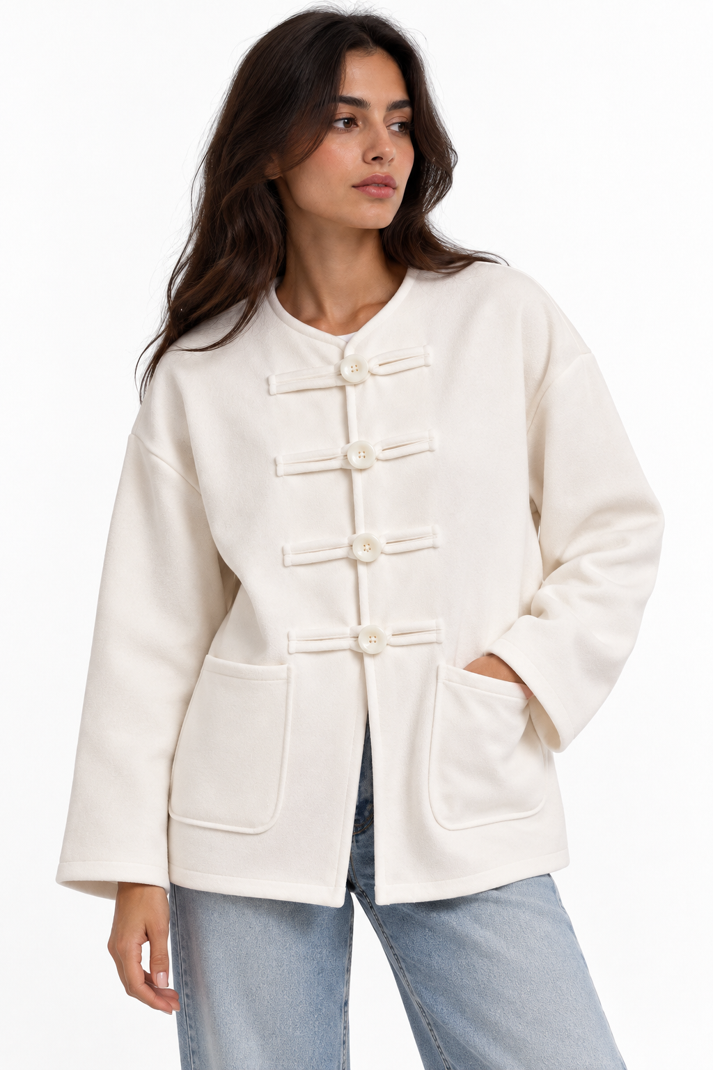 Jacket with front buttons detail