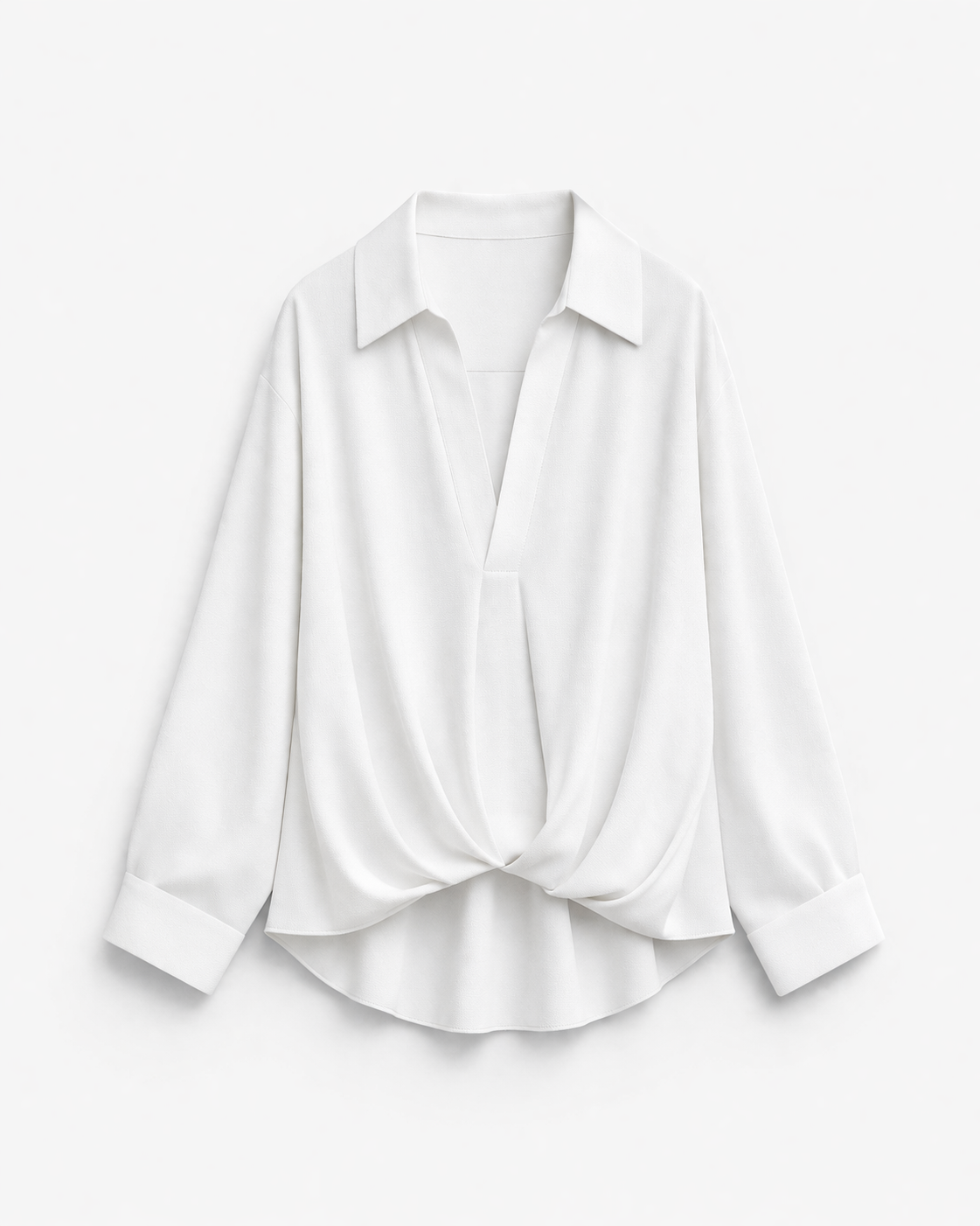 Crepe blouse with pleated hemline