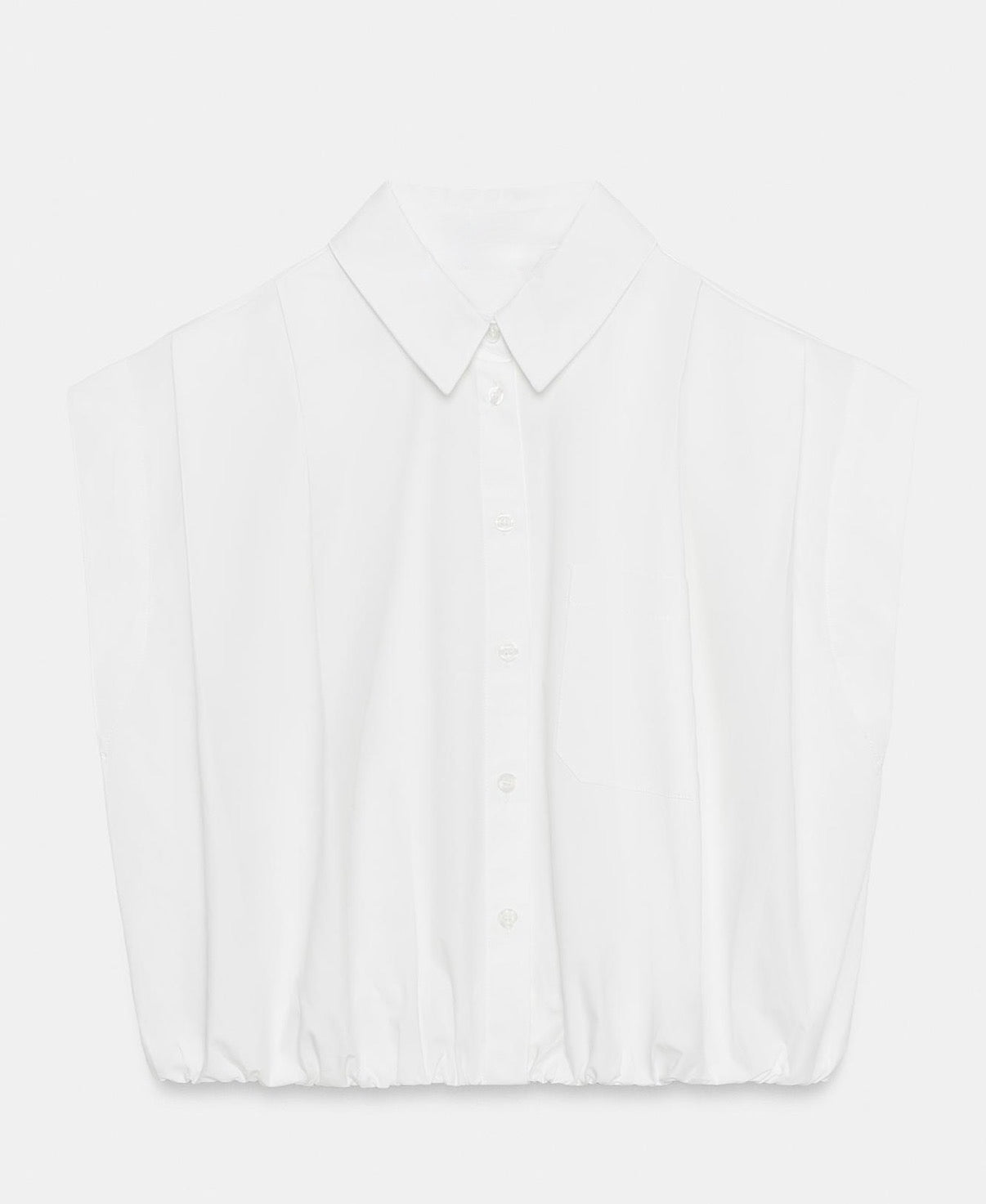 Cropped shirt with elastic hemline