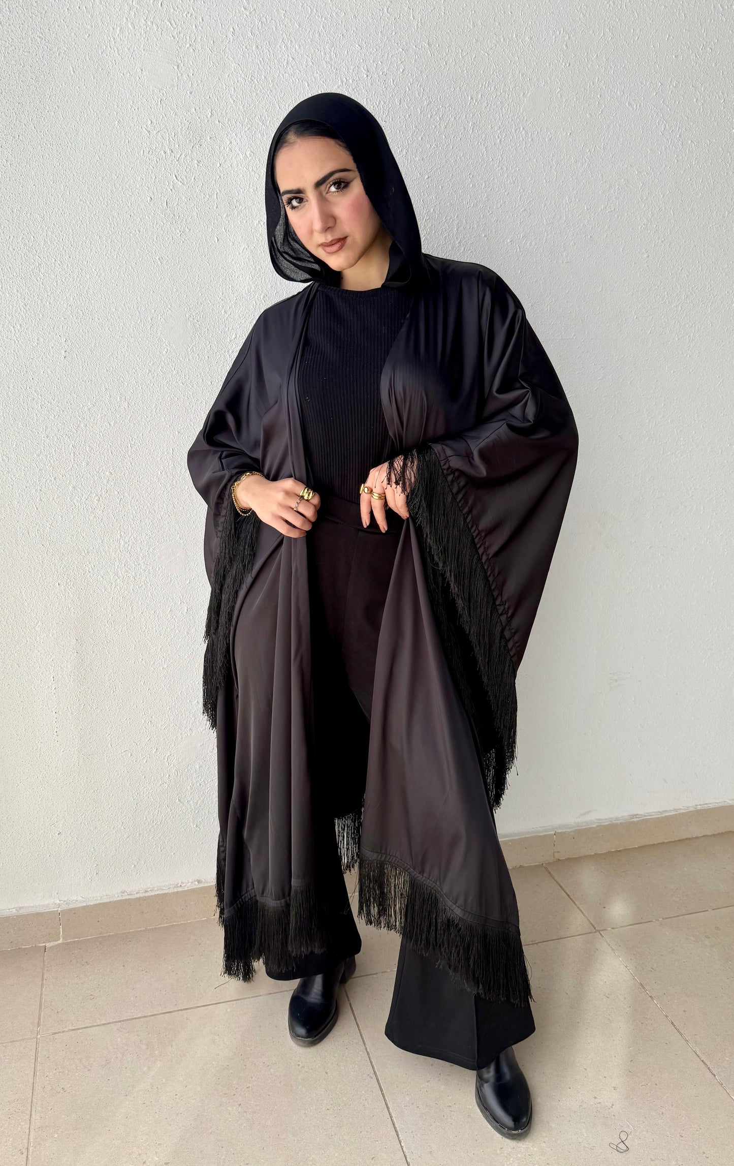 Satin cardigan with fringes