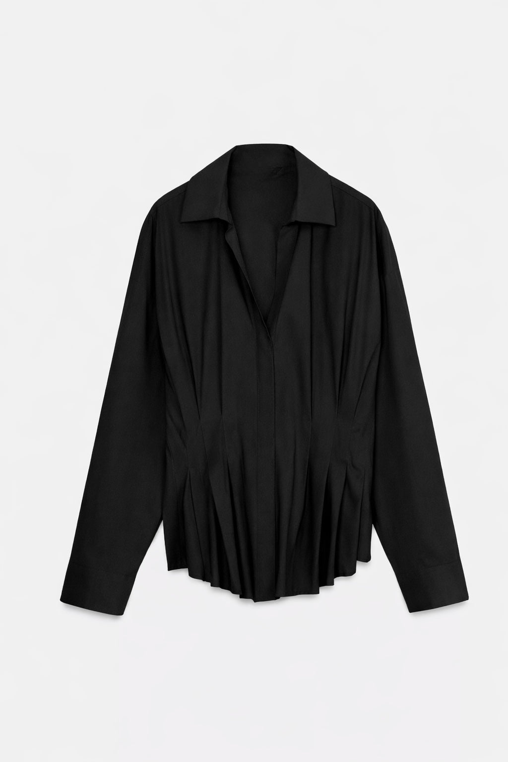 Poplin shirt with front pleats