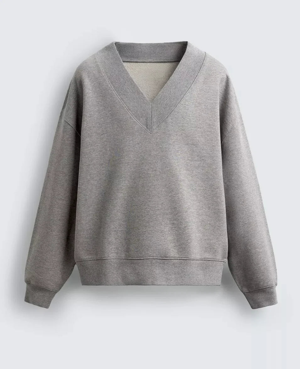Boxy fit v neck sweatshirt