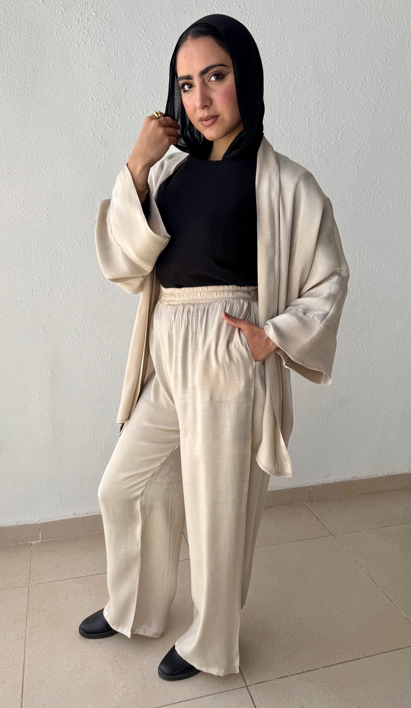 Shimmer satin wide leg pant