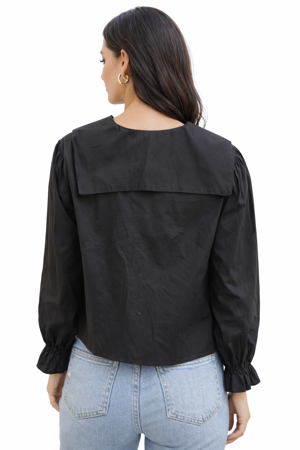 Shirt blouse with wide collar