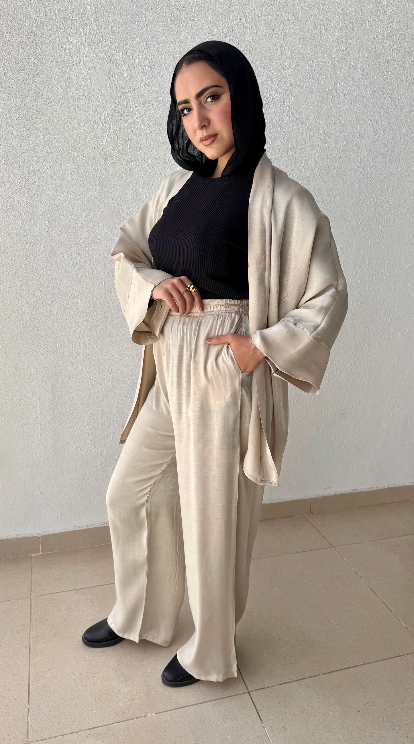 Shimmer satin wide leg pant