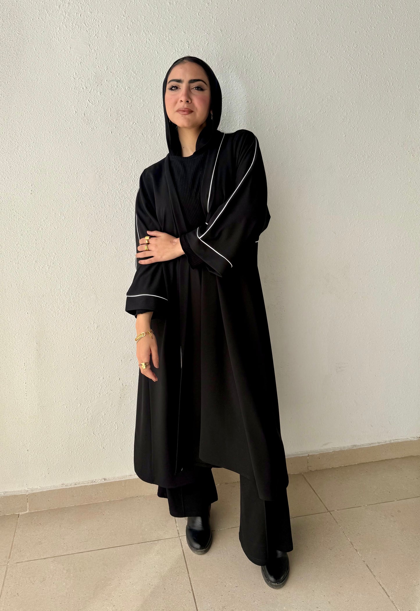 Long cardigan with decorative tape