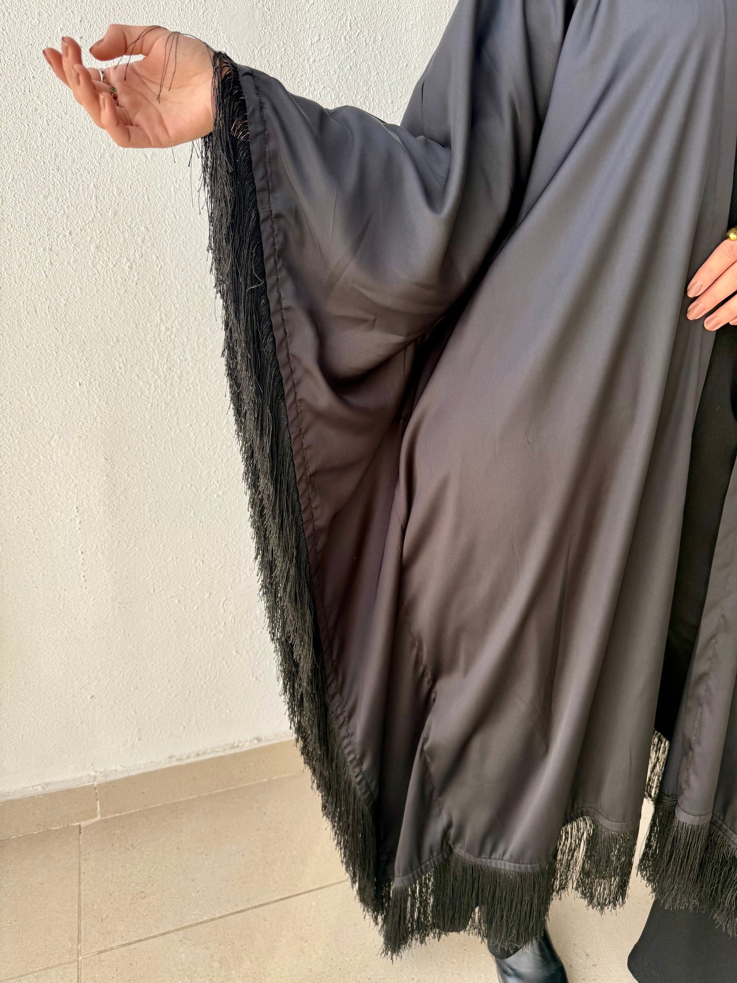 Satin cardigan with fringes