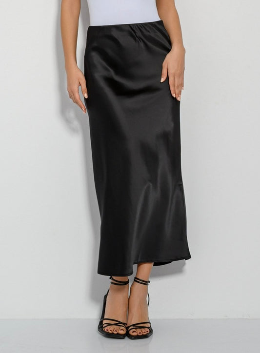 Flare satin skirt with elastic waist