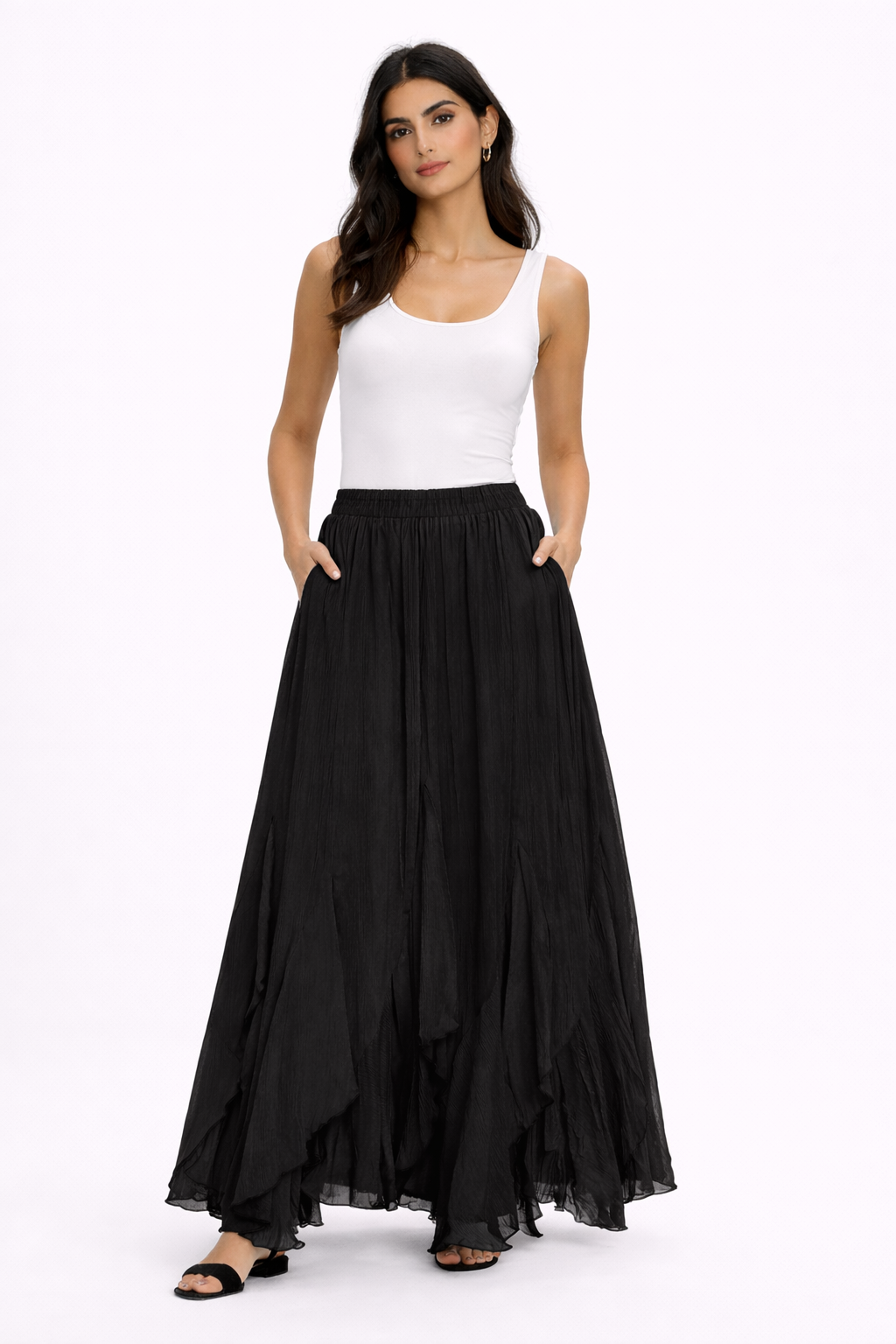 Long skirt with ruffles