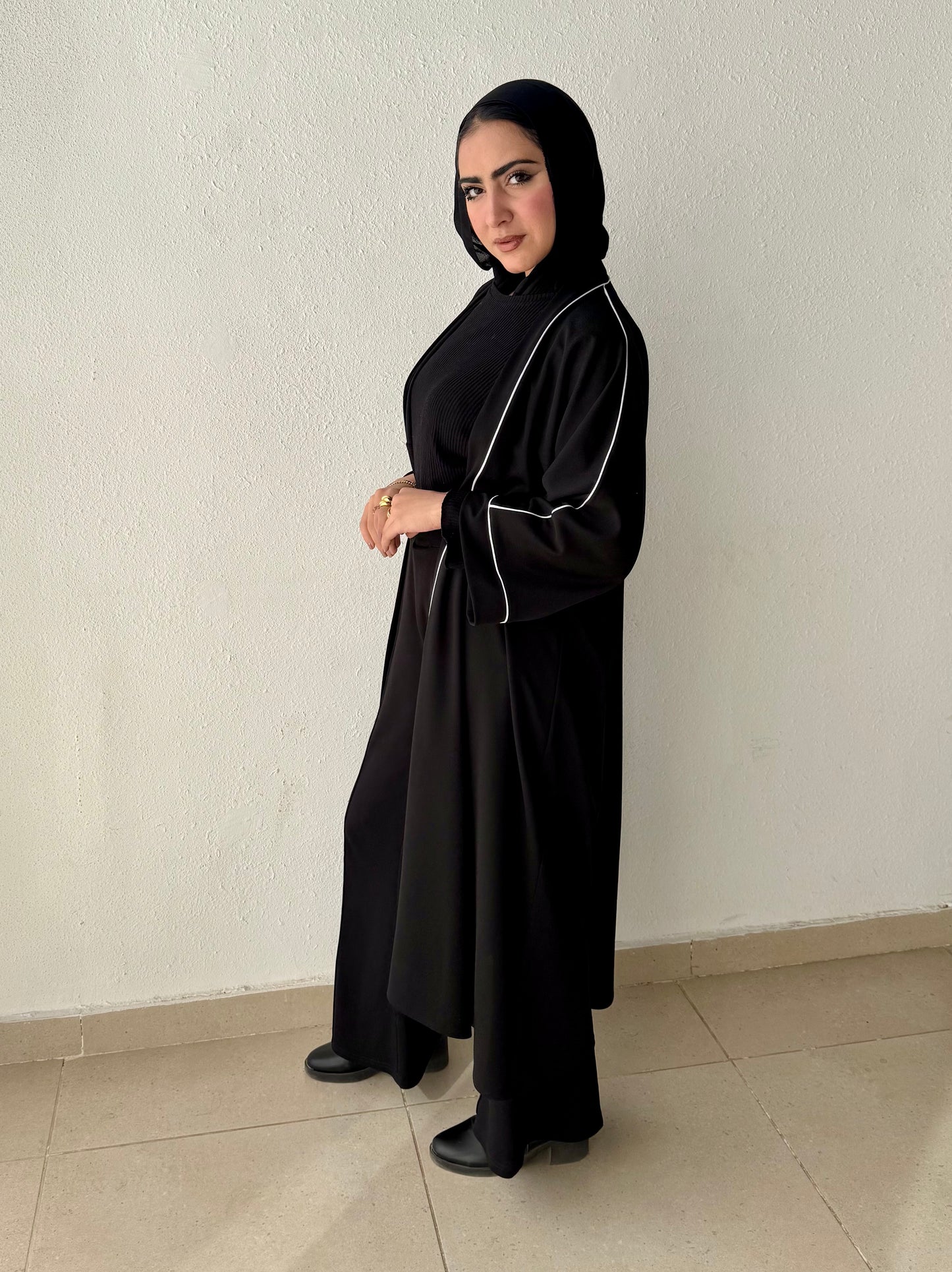 Long cardigan with decorative tape