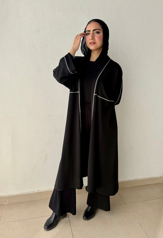 Long cardigan with decorative tape