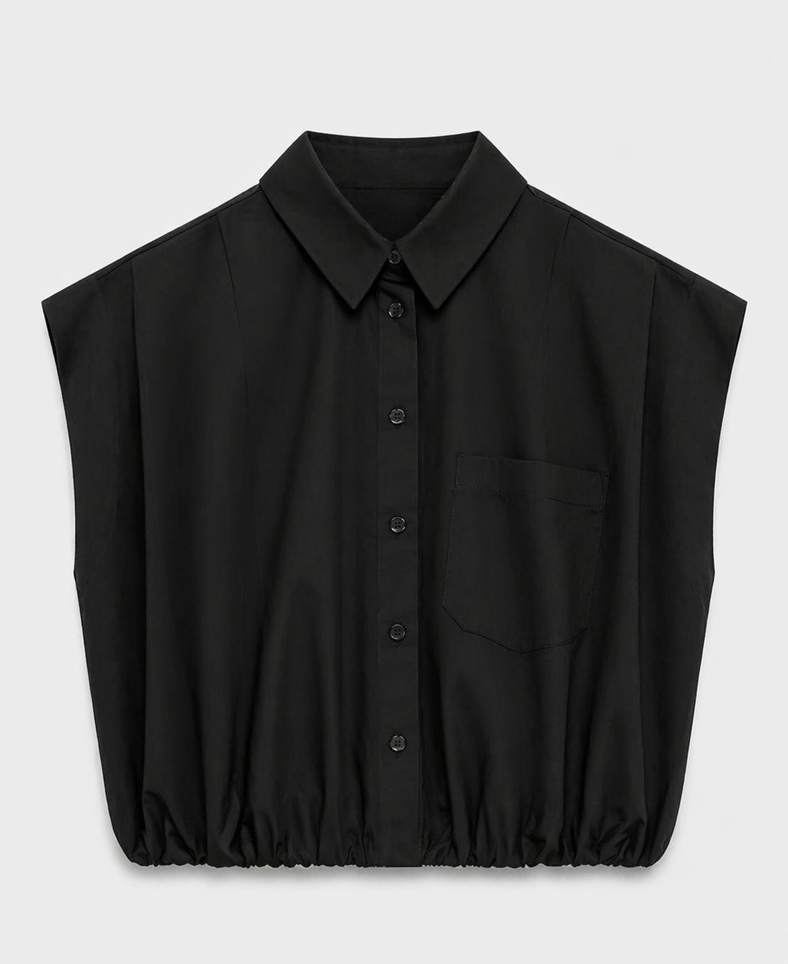 Cropped shirt with elastic hemline