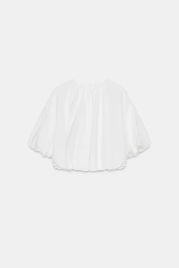 Poplin balloon sleeves top