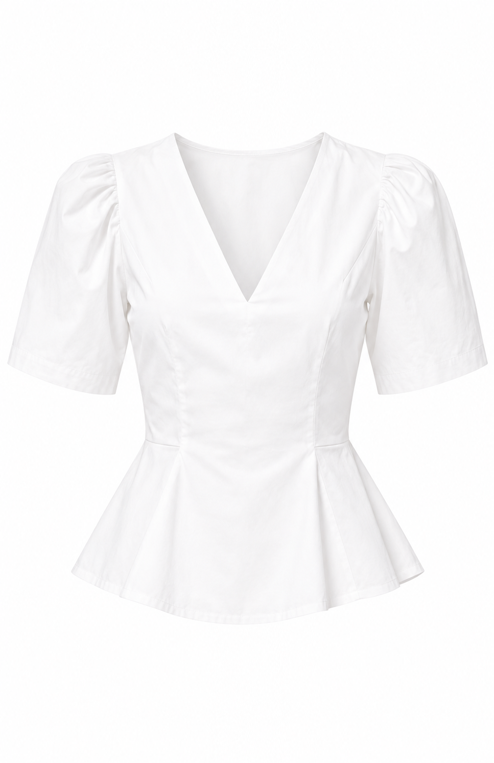 Poplin blouse with puffy sleeves