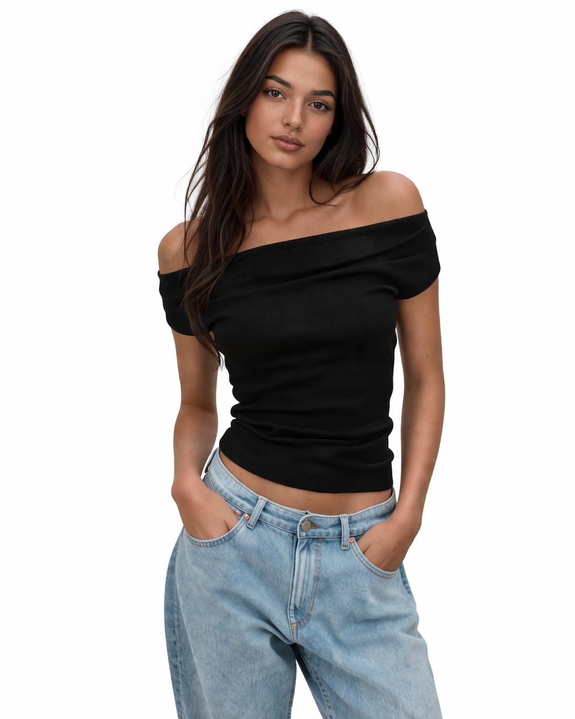 Boat neck ripped top