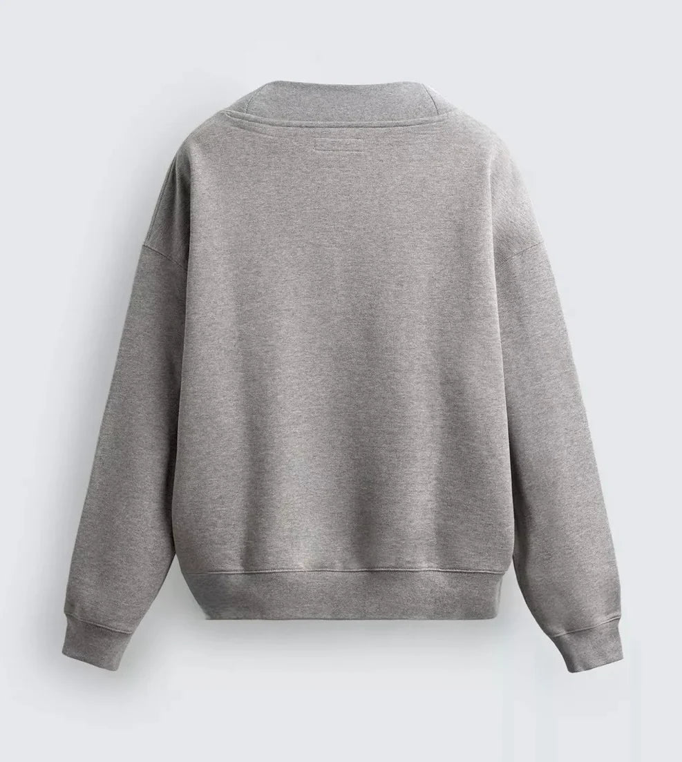 Boxy fit v neck sweatshirt