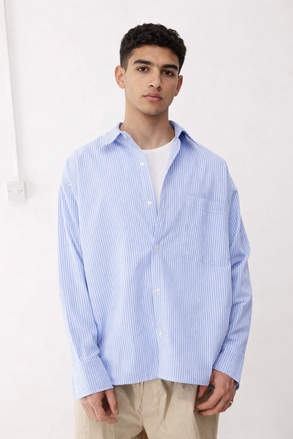Stripped boxy long sleeves shirt