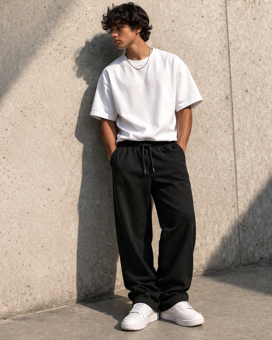 Wide leg cotton pants