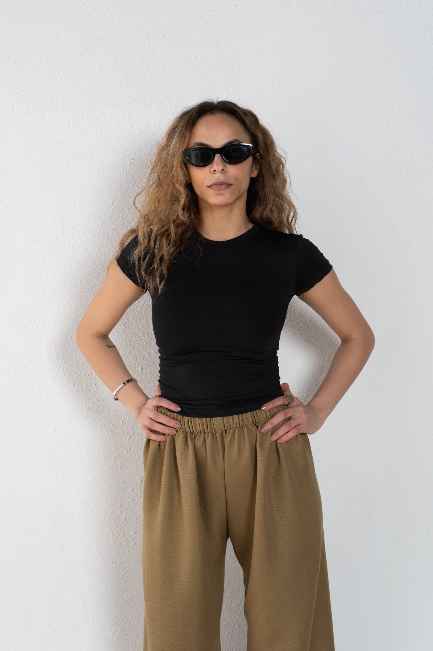 Basic linen elastic pant