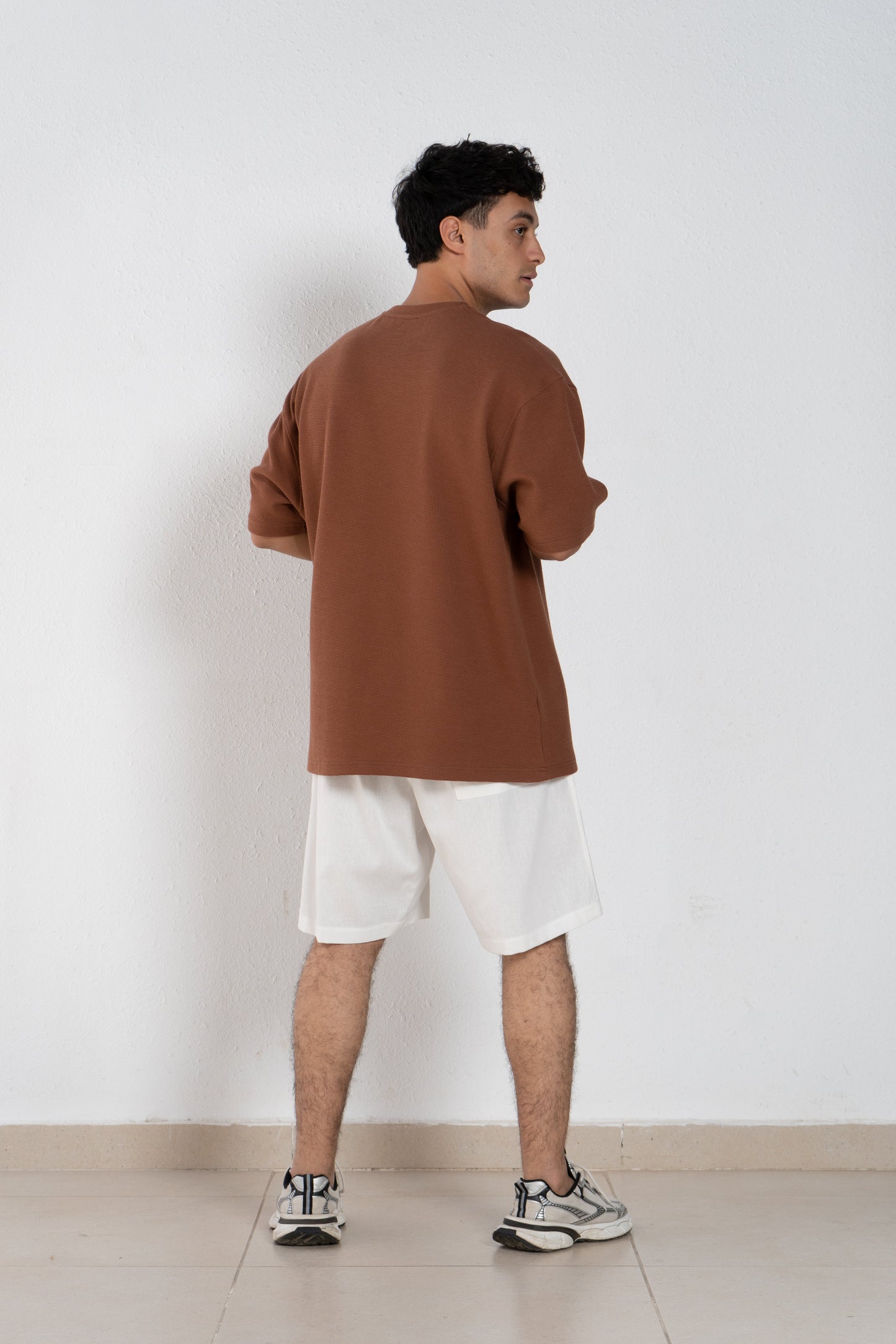 Linen man shorts with elastic band