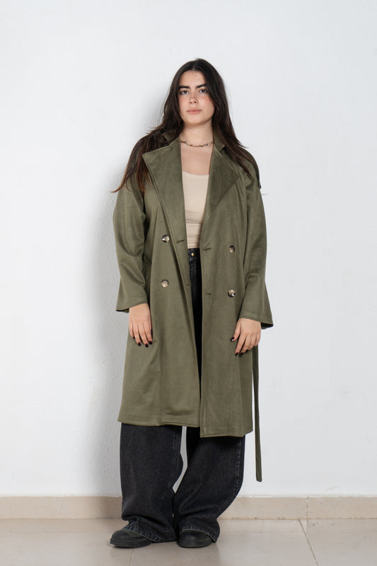 Suede trench coat
