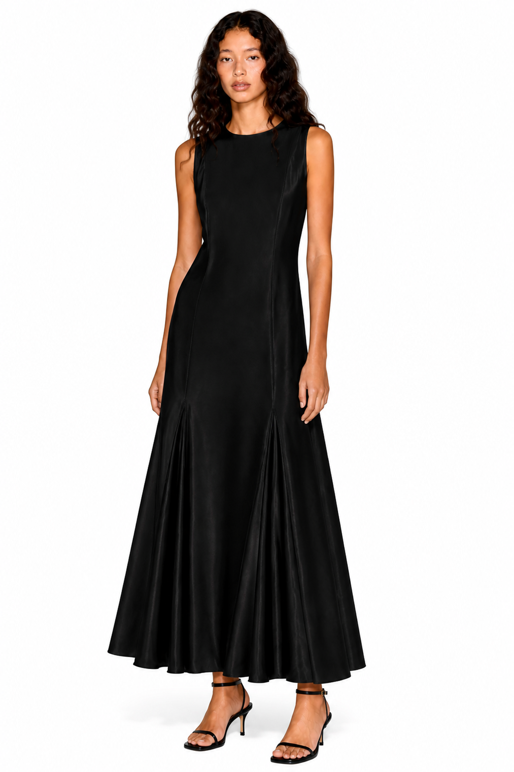 Satin dress with cuts