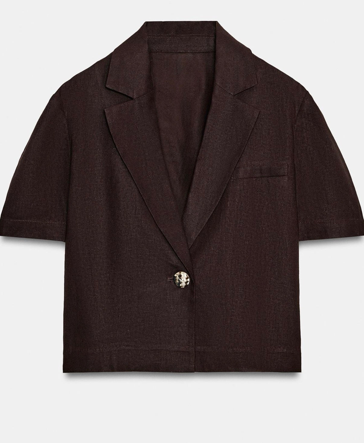 Short sleeves mixed linen blazer