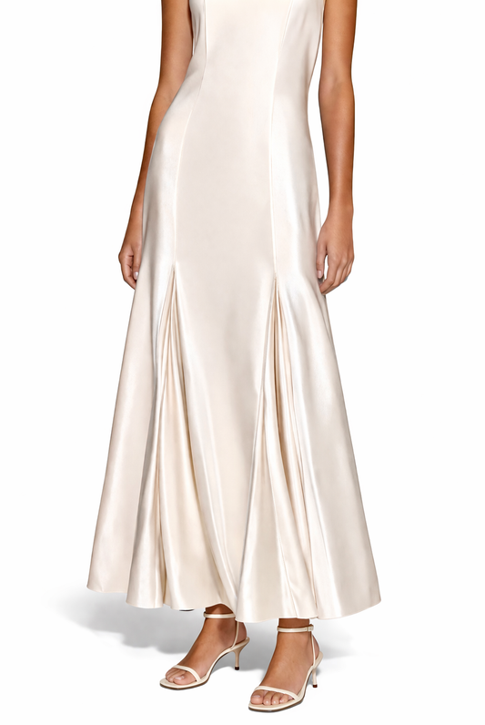 Satin dress with cuts