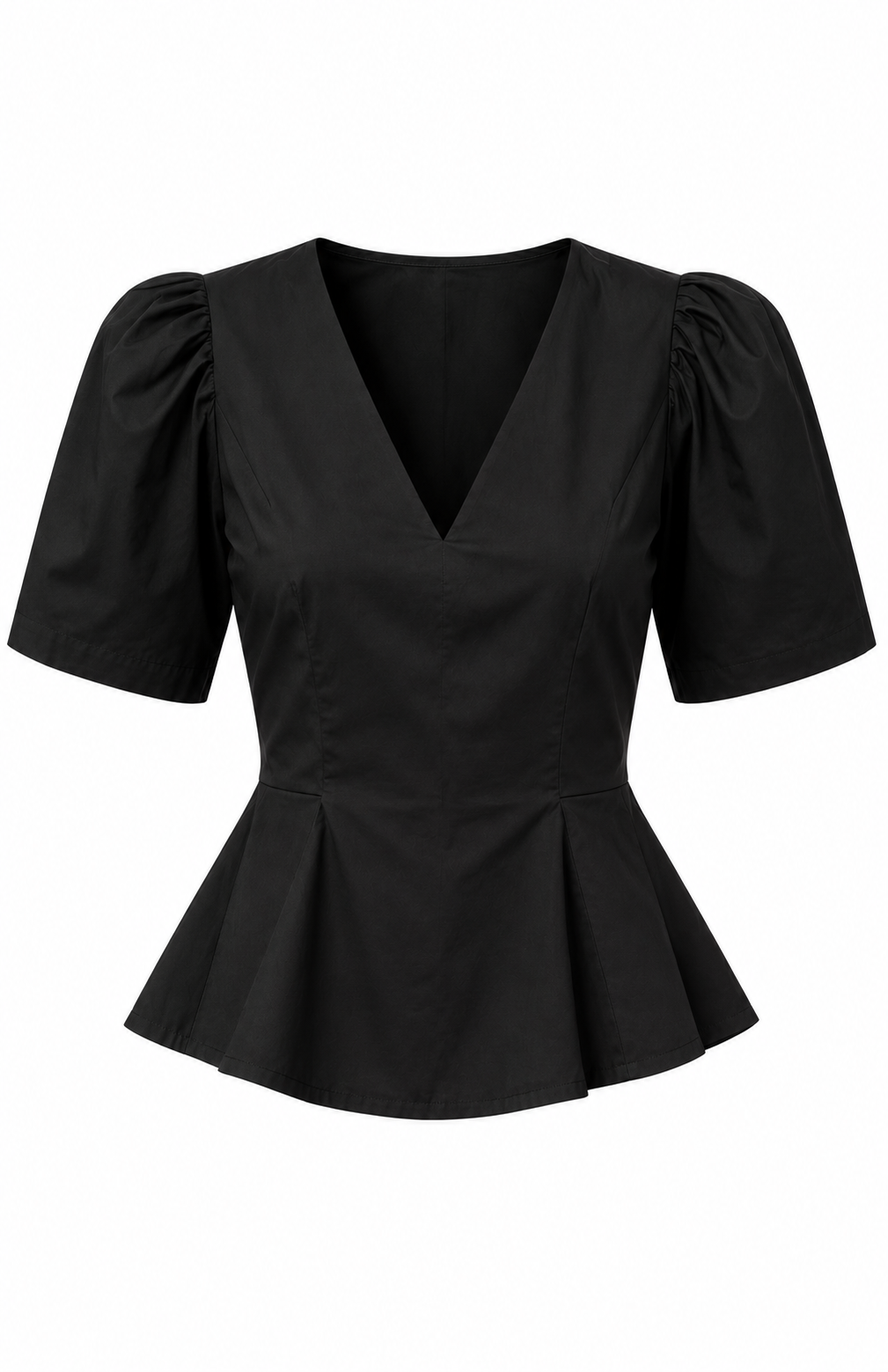 Poplin blouse with puffy sleeves