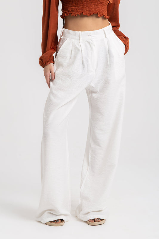 Tailored linen pant with front pleats