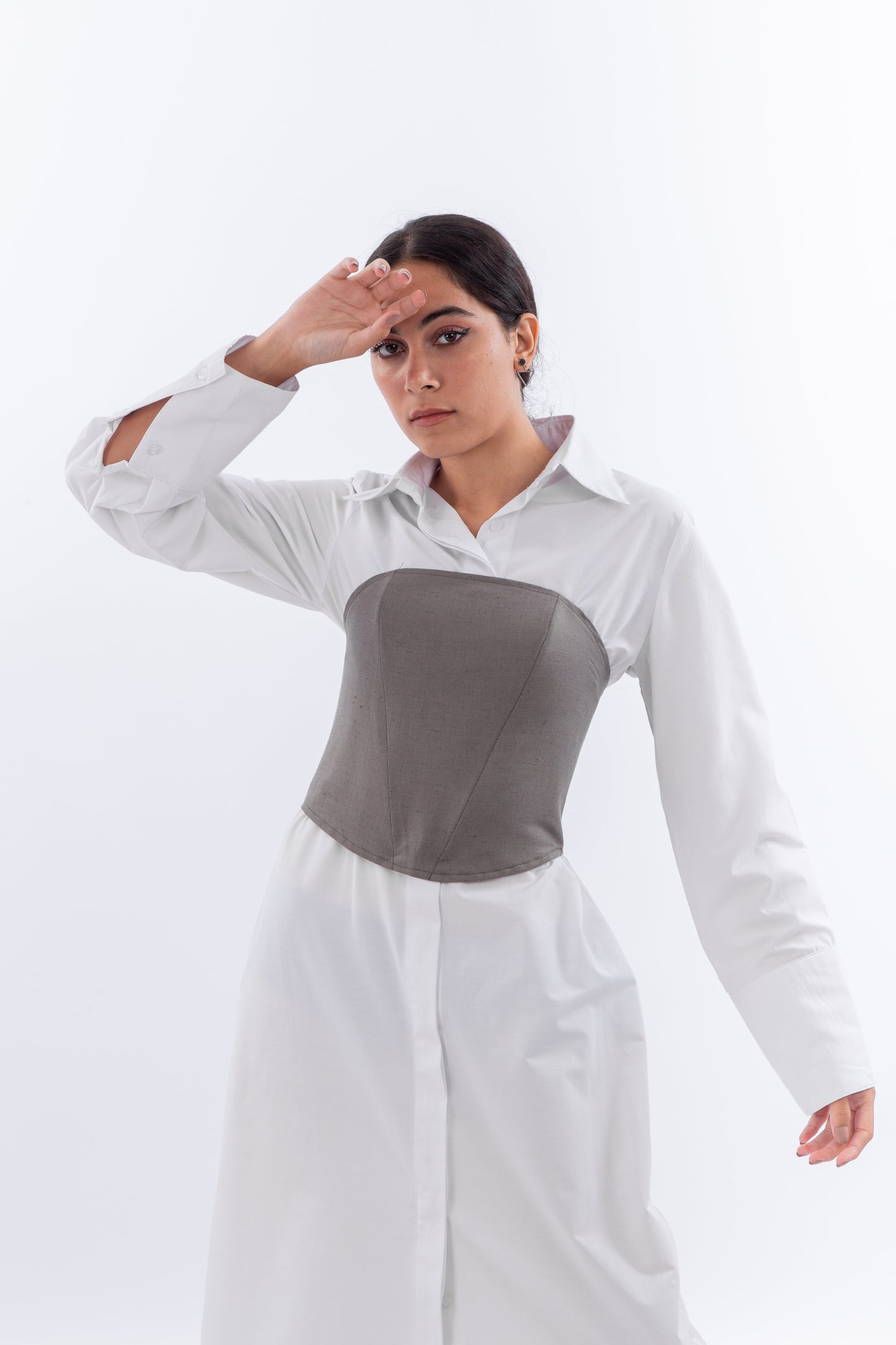 Linen corset with cross back laces
