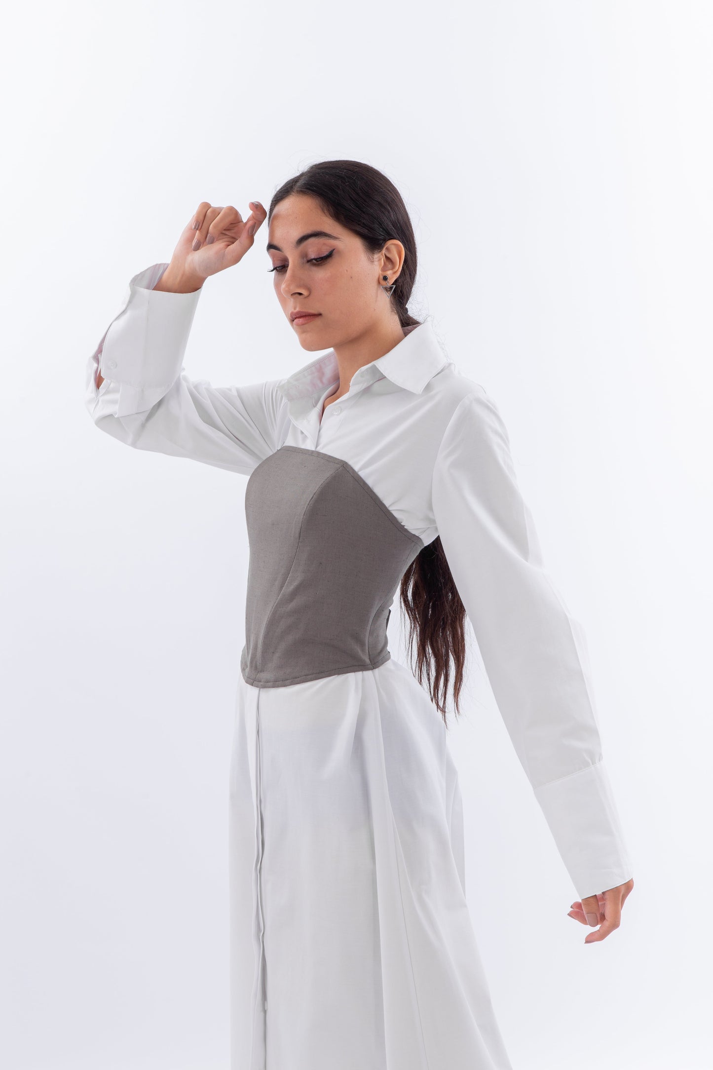 Linen corset with cross back laces
