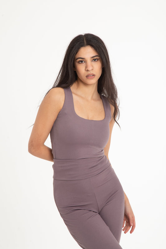 Bodysuit with square neck opening